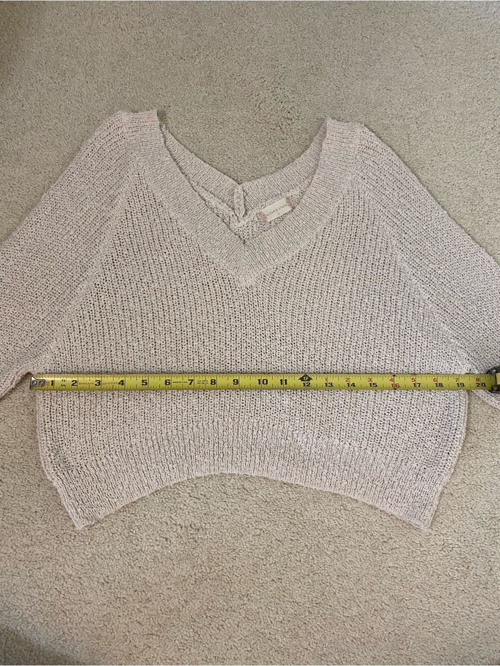 Altar'd State Creamy Beige V-Neck Cropped Knit Sweater Size S - Picture 3 of 8